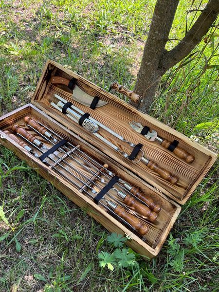 Набір шампурів у дерев'яному кейсі "ТАРОН" К-159 фото