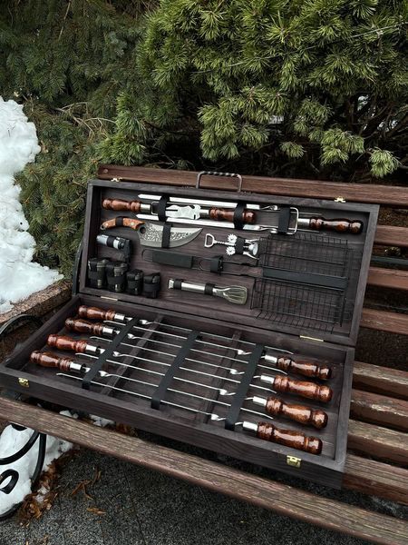 Набір шампурів у дерев'яному кейсі "МОККО" 194 фото